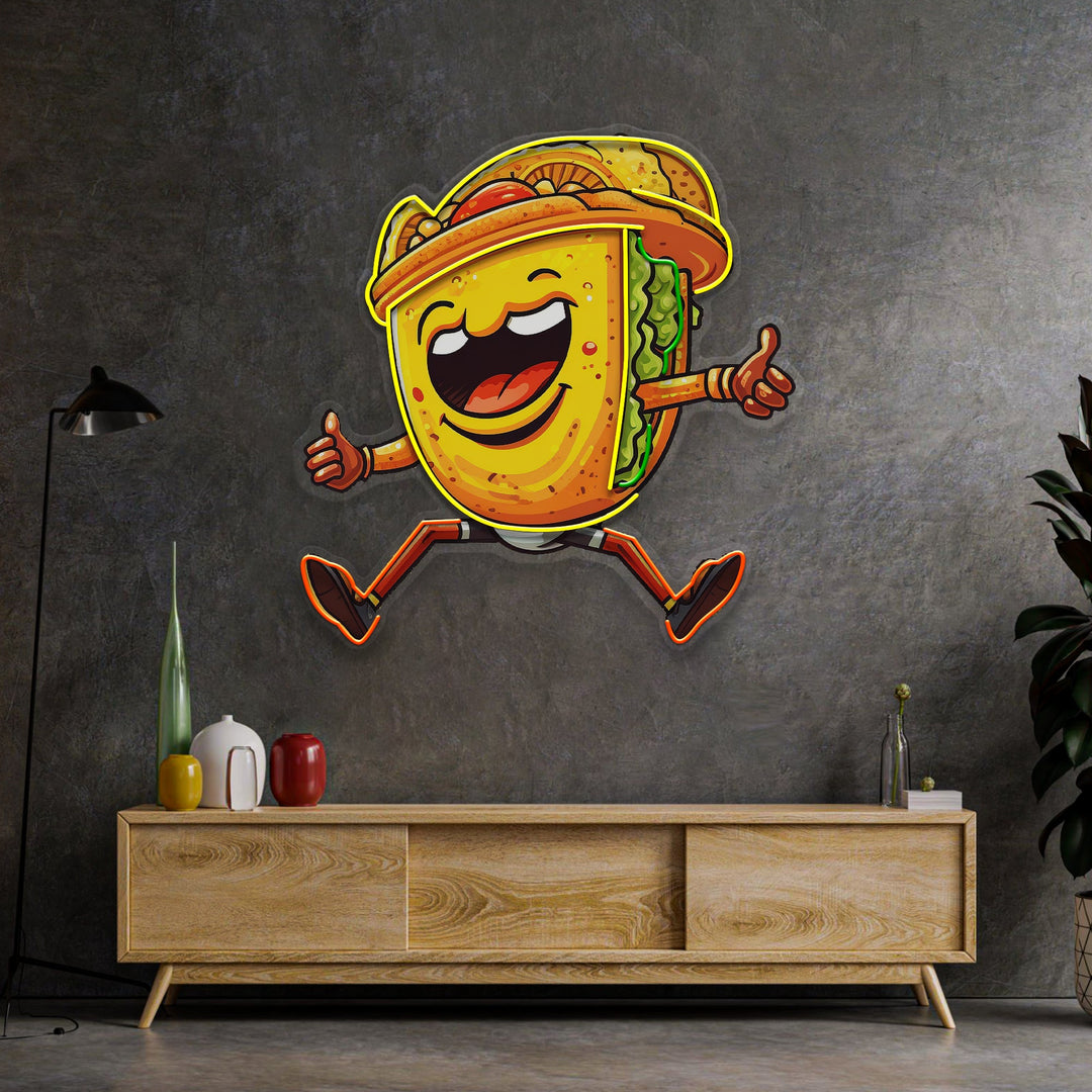Taco Disco Dancing LED Neon Sign Light Pop Art