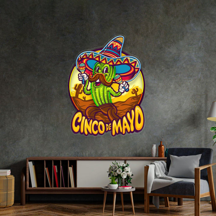 Cinco De Mayo Cactus LED Neon Sign Light Pop Art