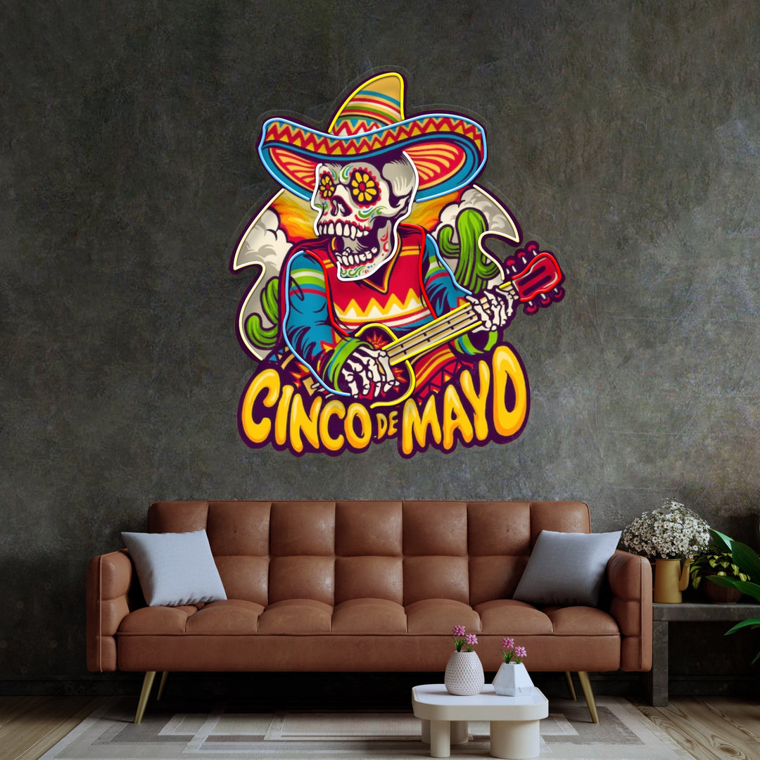 Cinco De Mayo Skull LED Neon Sign Light Pop Art