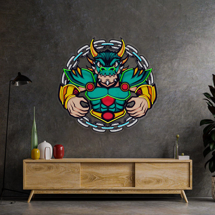 Green Dragon Mascot LED Neon Sign Light Pop Art