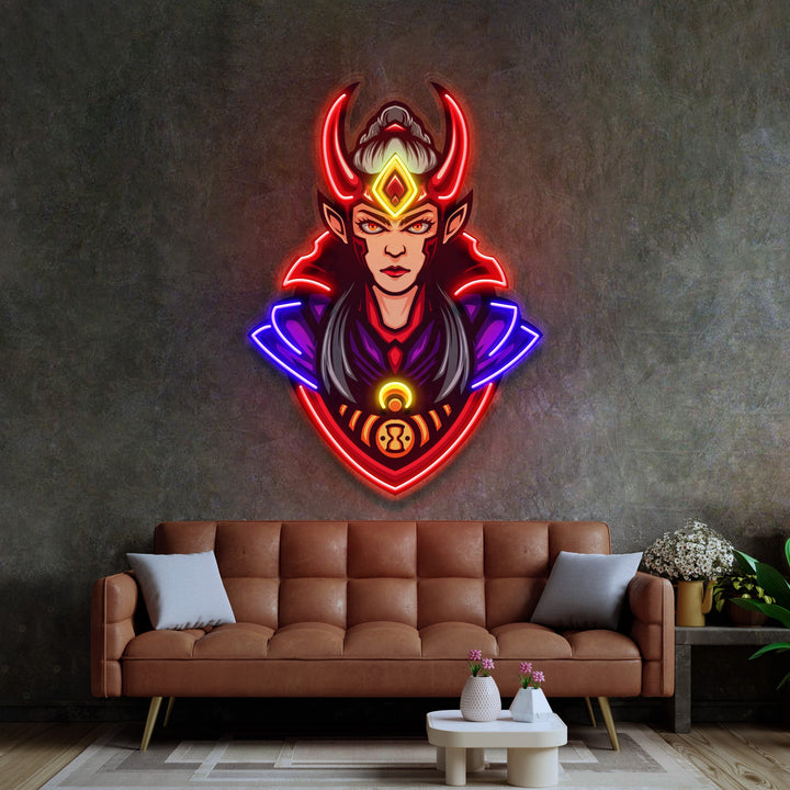 Red Horned Lady Assassins LED Neon Sign Light Pop Art