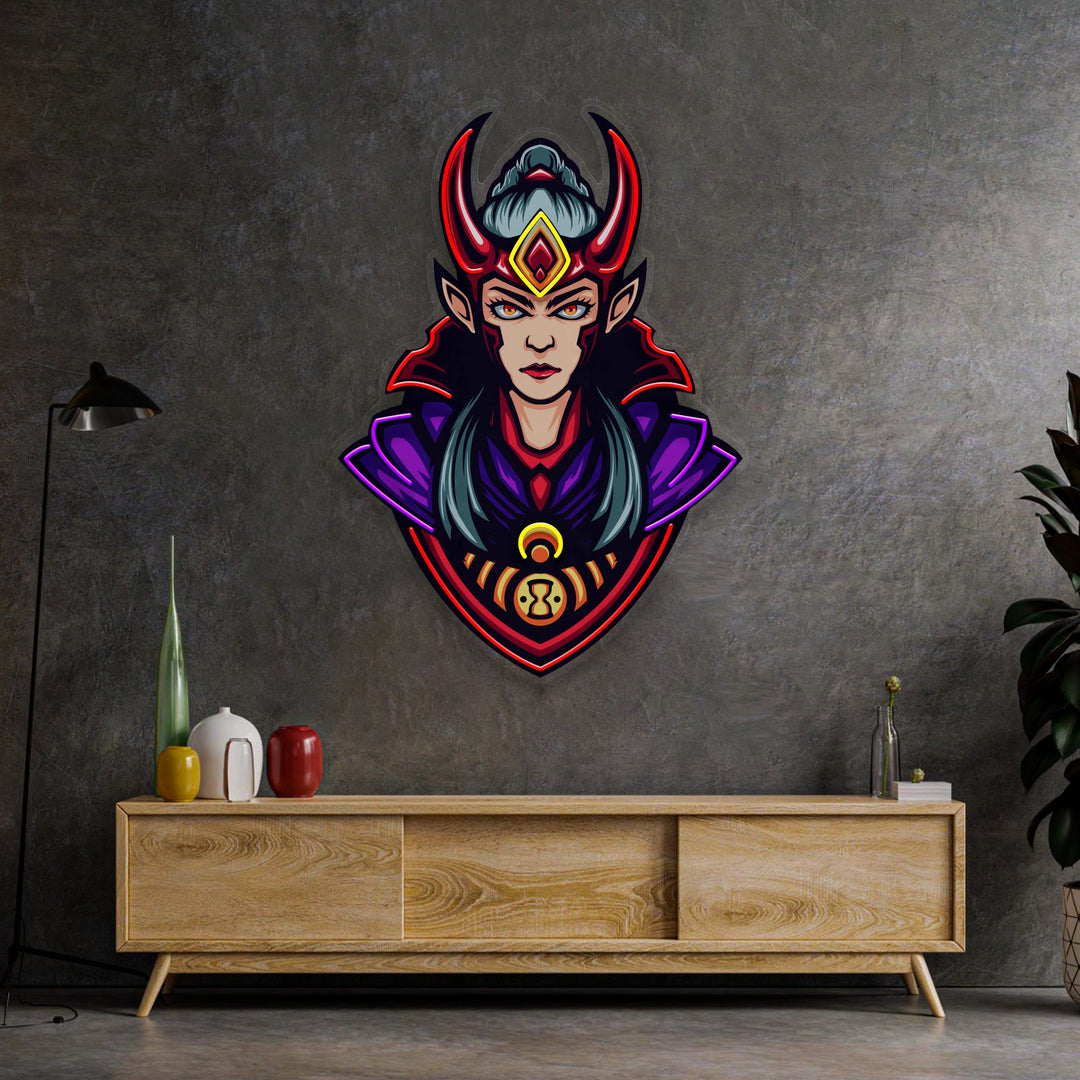 Red Horned Lady Assassins LED Neon Sign Light Pop Art