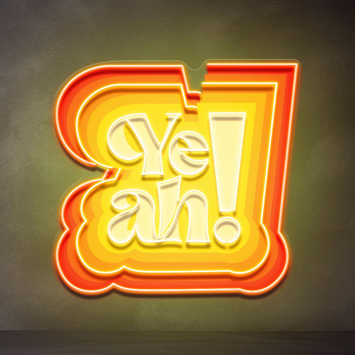 Vibrant Dynamic Colors YEAH LED Neon Sign Light Pop Art