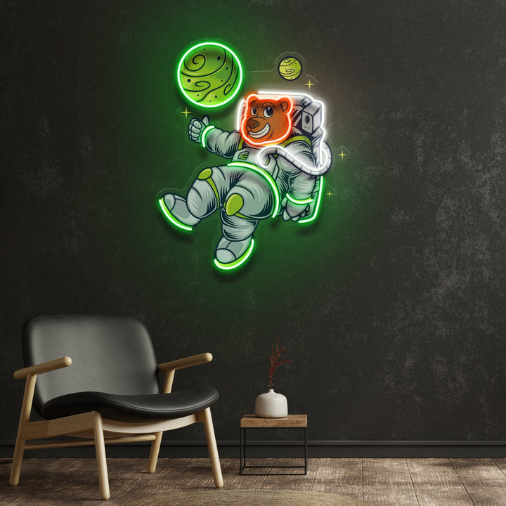 Bear Space LED Neon Sign Light Pop Art