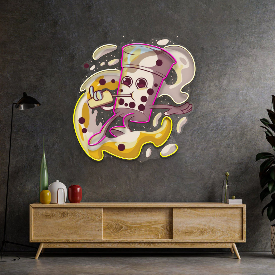 Boba Coffee Surfing LED Neon Sign Light Pop Art