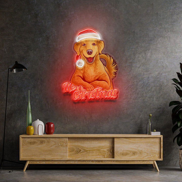 Christmas Dog LED Neon Sign Light Pop Art