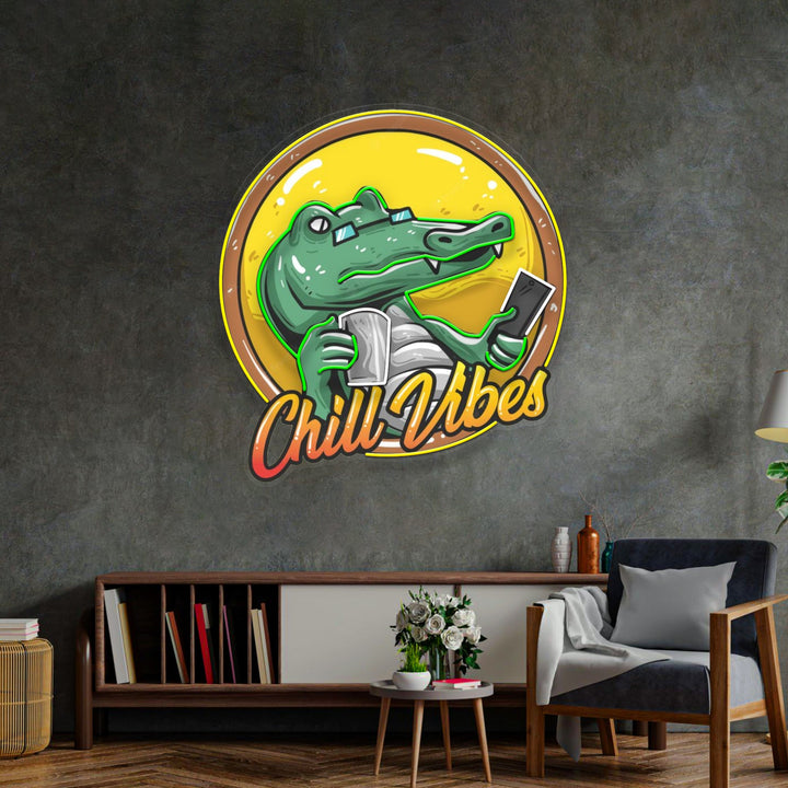 Crocodile Character Badge LED Neon Sign Light Pop Art