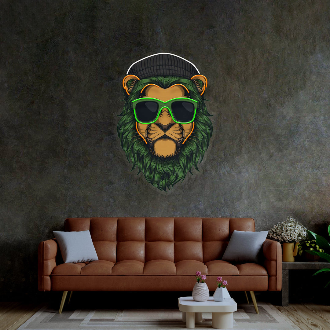 Green Lion LED Neon Sign Light Pop Art
