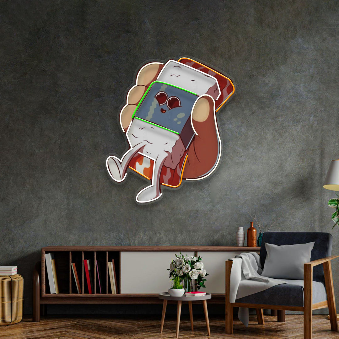 Hand Holding Cute Sushi LED Neon Sign Light Pop Art