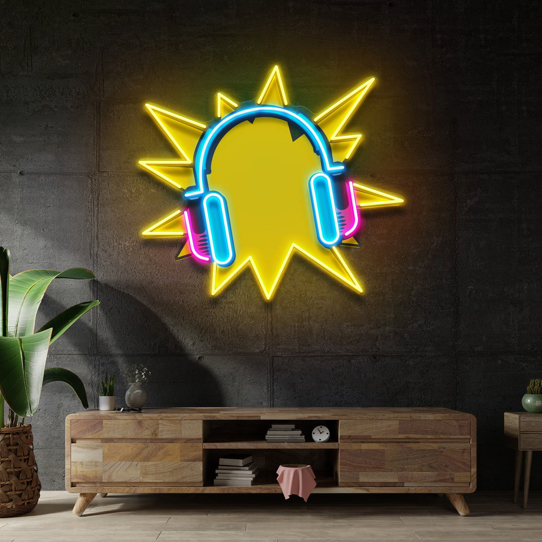 Headphone Pop Art LED Neon Sign Light Pop Art