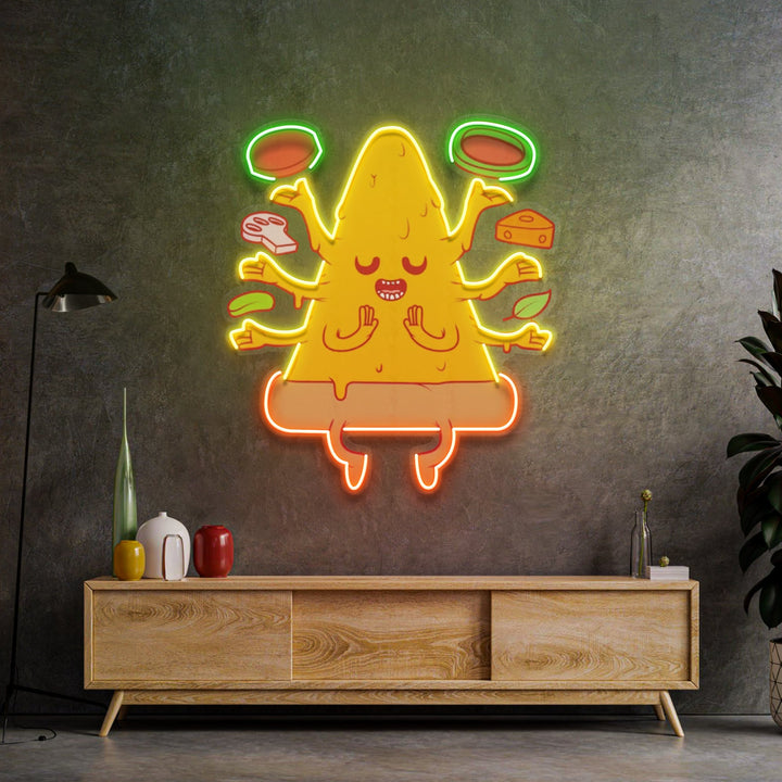 Meditating Pizza LED Neon Sign Light Pop Art