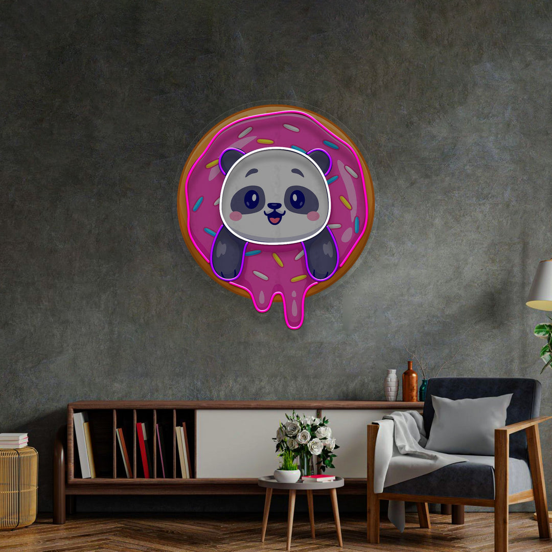 Panda Donut LED Neon Sign Light Pop Art