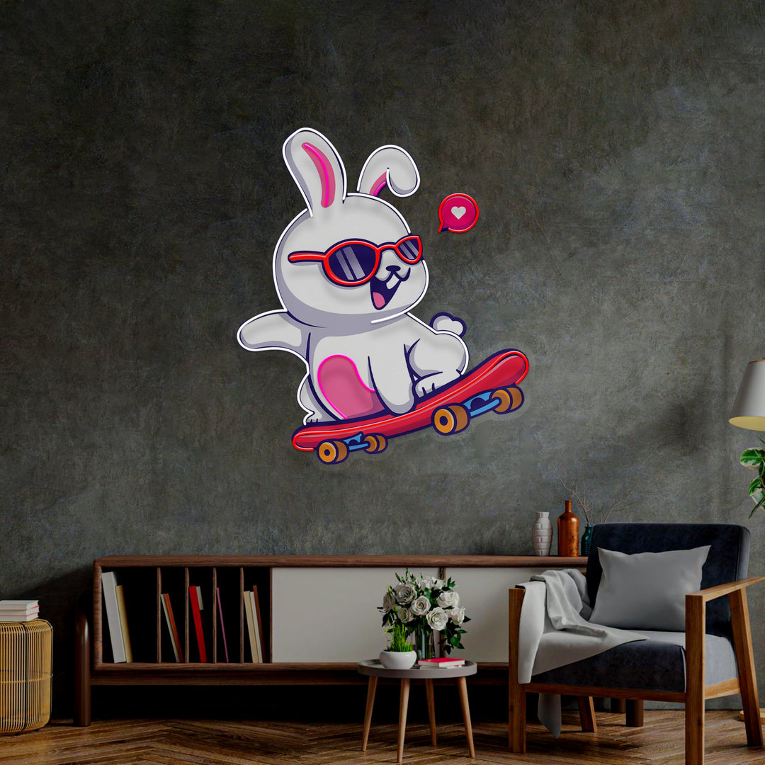Rabbit Patin LED Neon Sign Light Pop Art