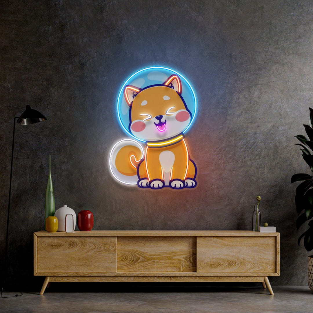 Shiba Astronaut LED Neon Sign Light Pop Art