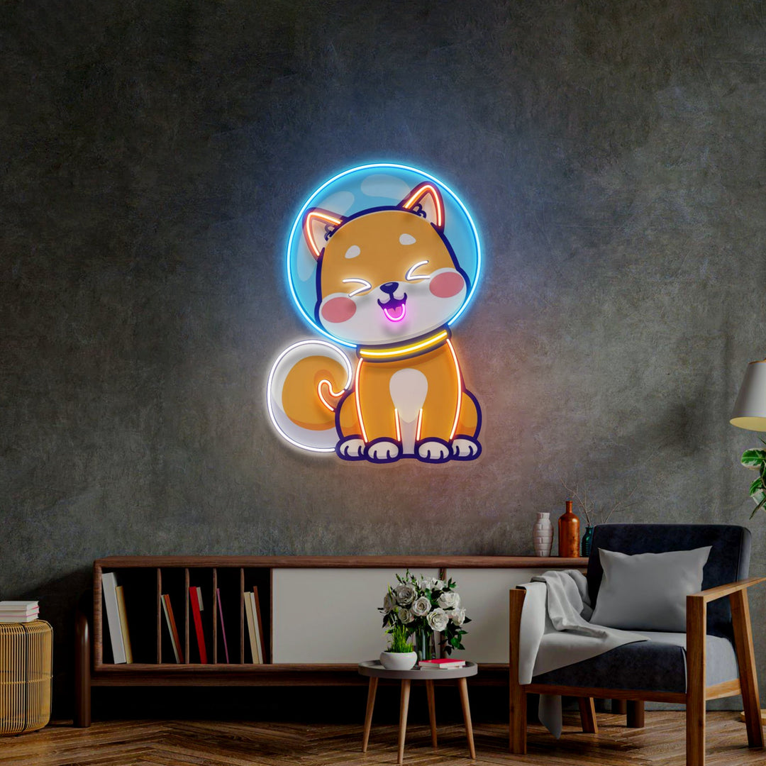 Shiba Astronaut LED Neon Sign Light Pop Art