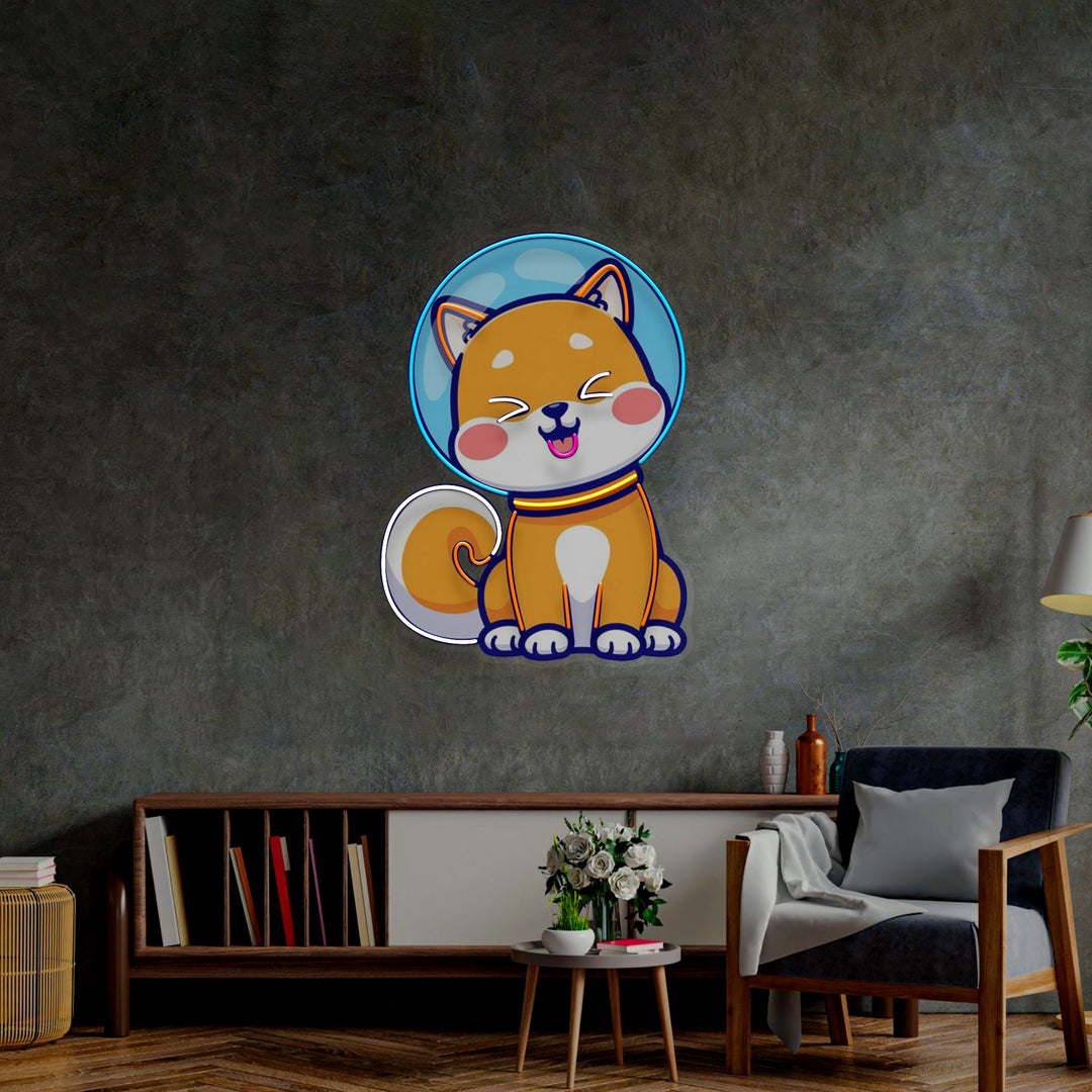 Shiba Astronaut LED Neon Sign Light Pop Art