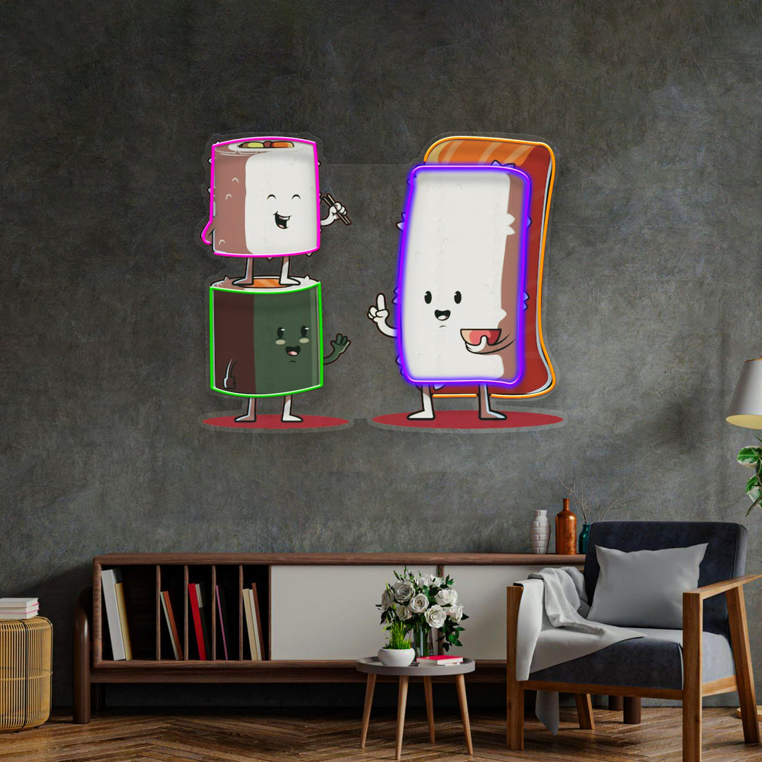 Sushi Characters LED Neon Sign Light Pop Art