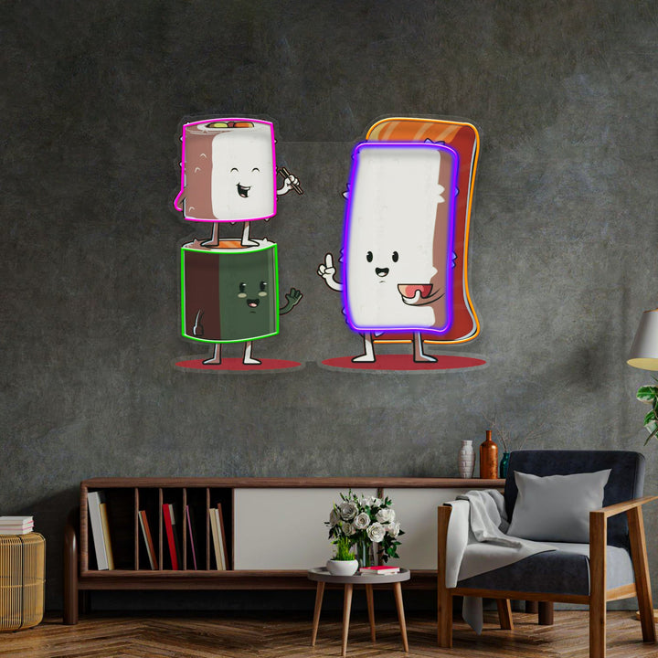 Sushi Characters LED Neon Sign Light Pop Art