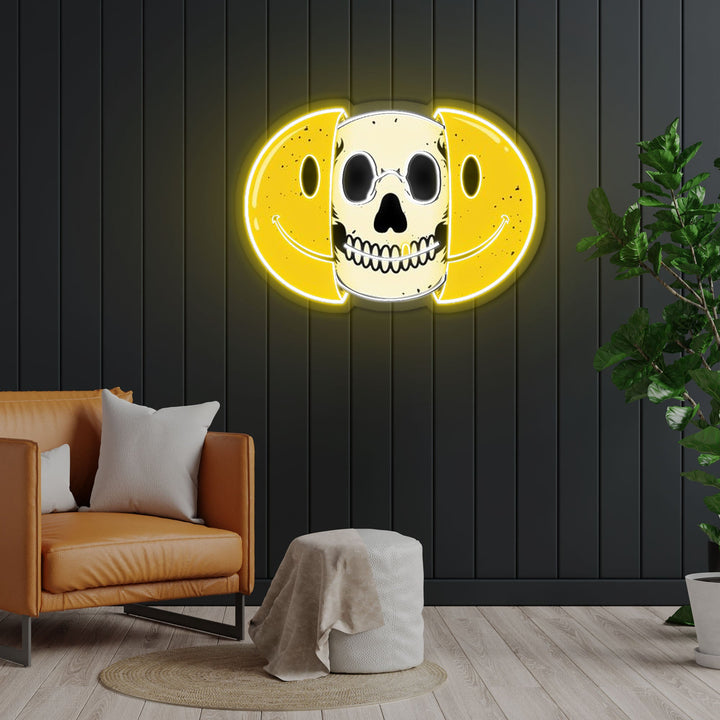Half Skull Emoticons Neon Sign x Acrylic Artwork
