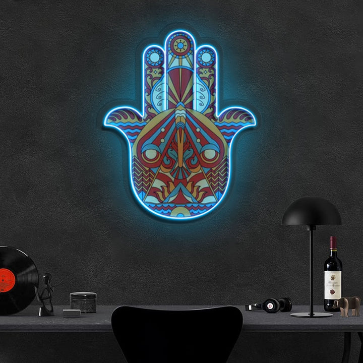 "Hamsa" Neon x Acrylic Artwork