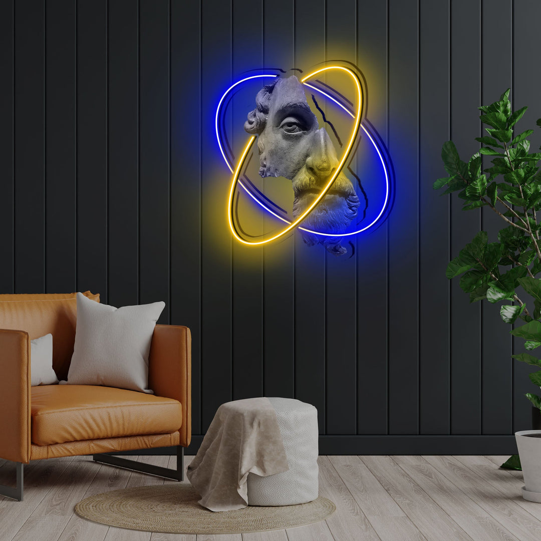 Marcus Aurelius Half Face Neon x Acrylic Artwork