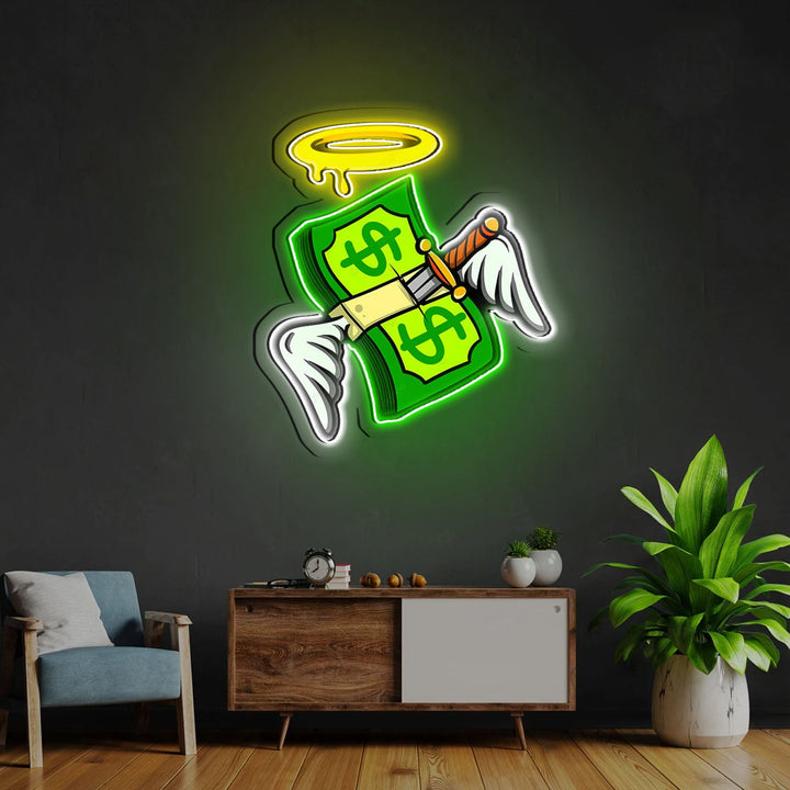 Money Floated Neon Sign x Acrylic Artwork