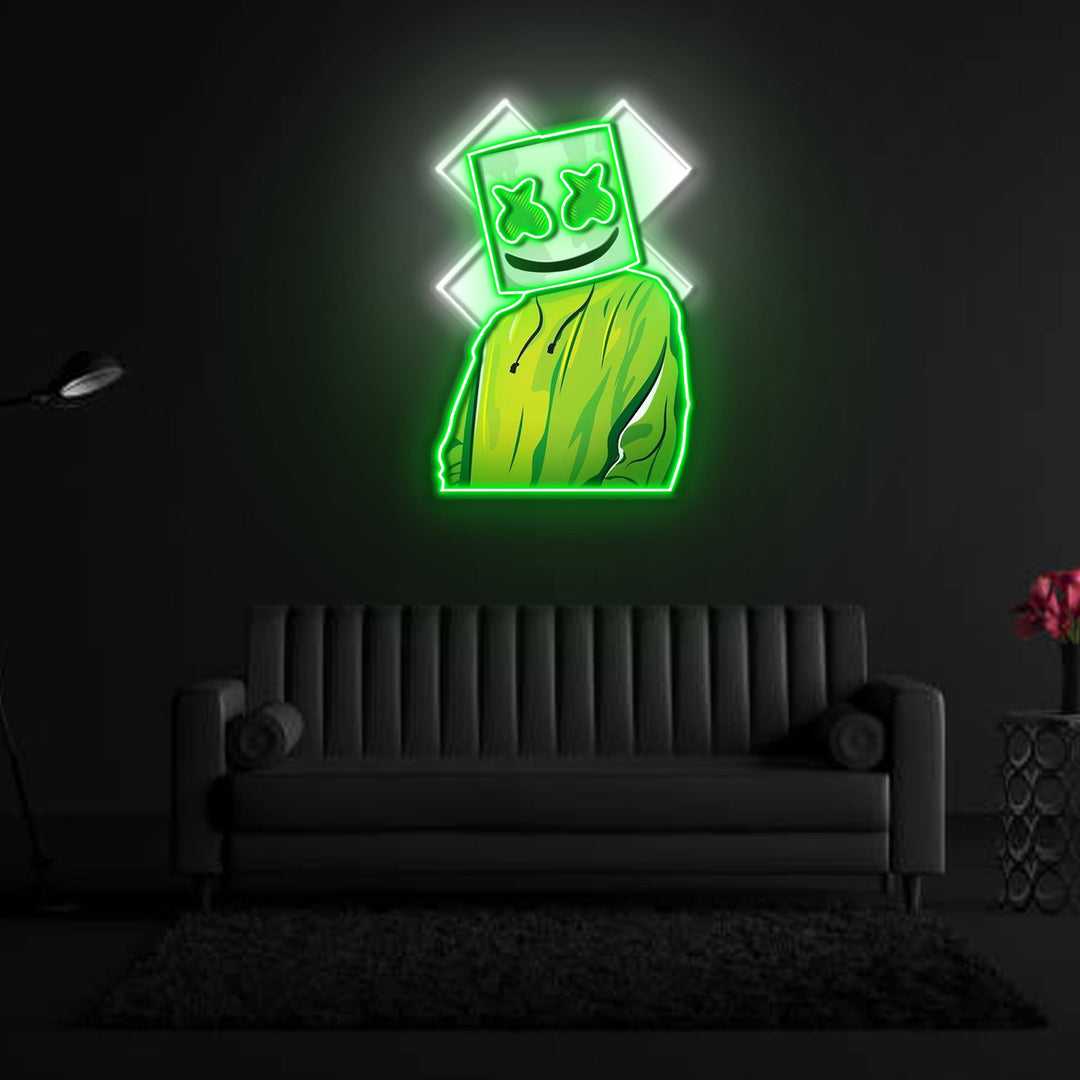 X Mask Cartoon Neon x Acrylic Artwork