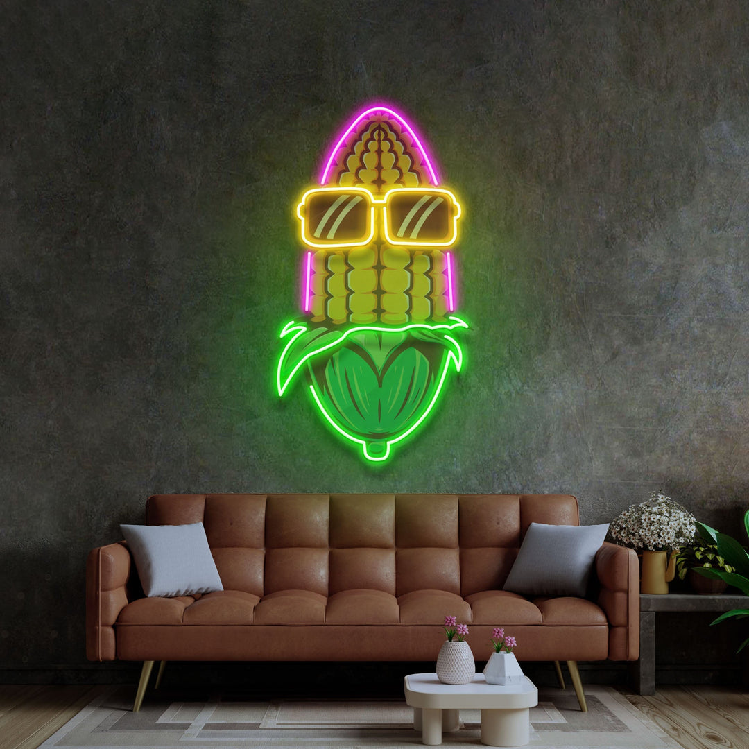 Corn Using Glasses LED Neon Sign Light Pop Art