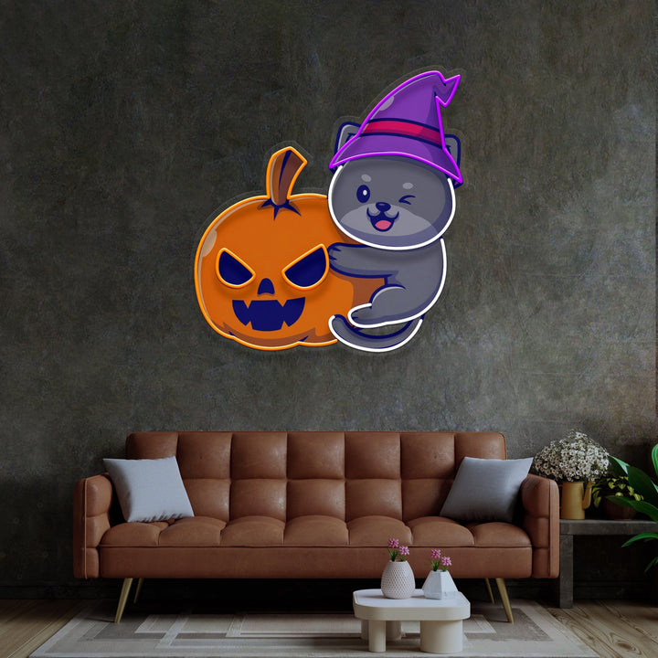 Dog And Pumpkin LED Neon Sign Light Pop Art