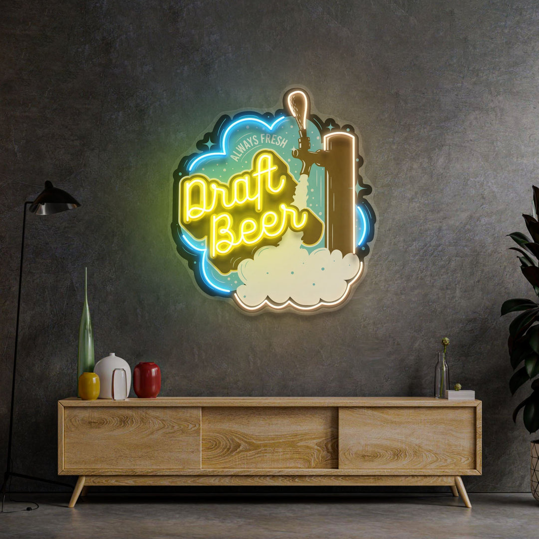Draft Beer LED Neon Sign Light Pop Art