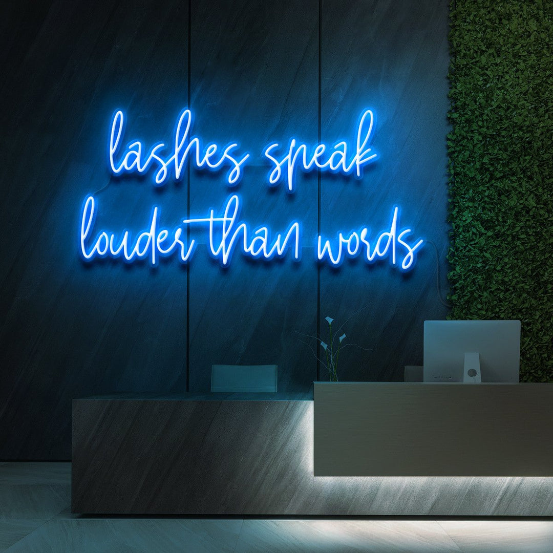 "Lashes Speak Louder Than Words" Neon Sign for Beauty & Cosmetic Studios