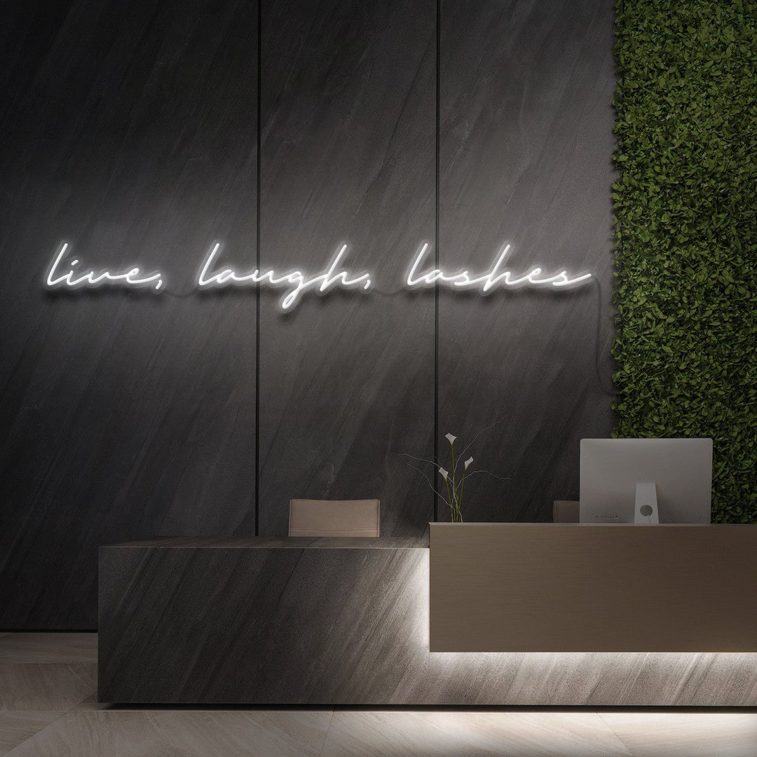 "Live, Laugh, Lashes" Neon Sign for Beauty & Cosmetic Studios