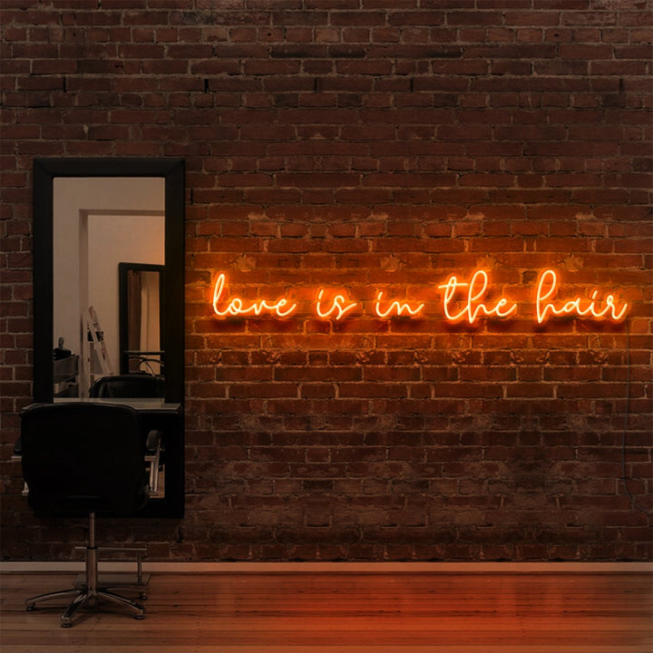 "Love Is In The Hair" Neon Sign for Hair Salons & Barbershops
