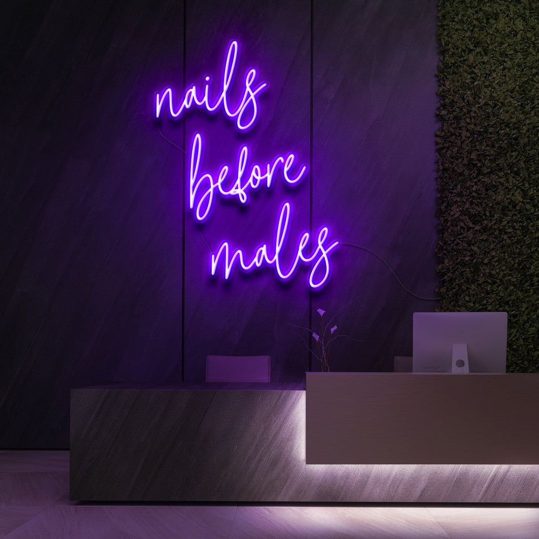 "Nails Before Males" Neon Sign for Beauty & Cosmetic Studios