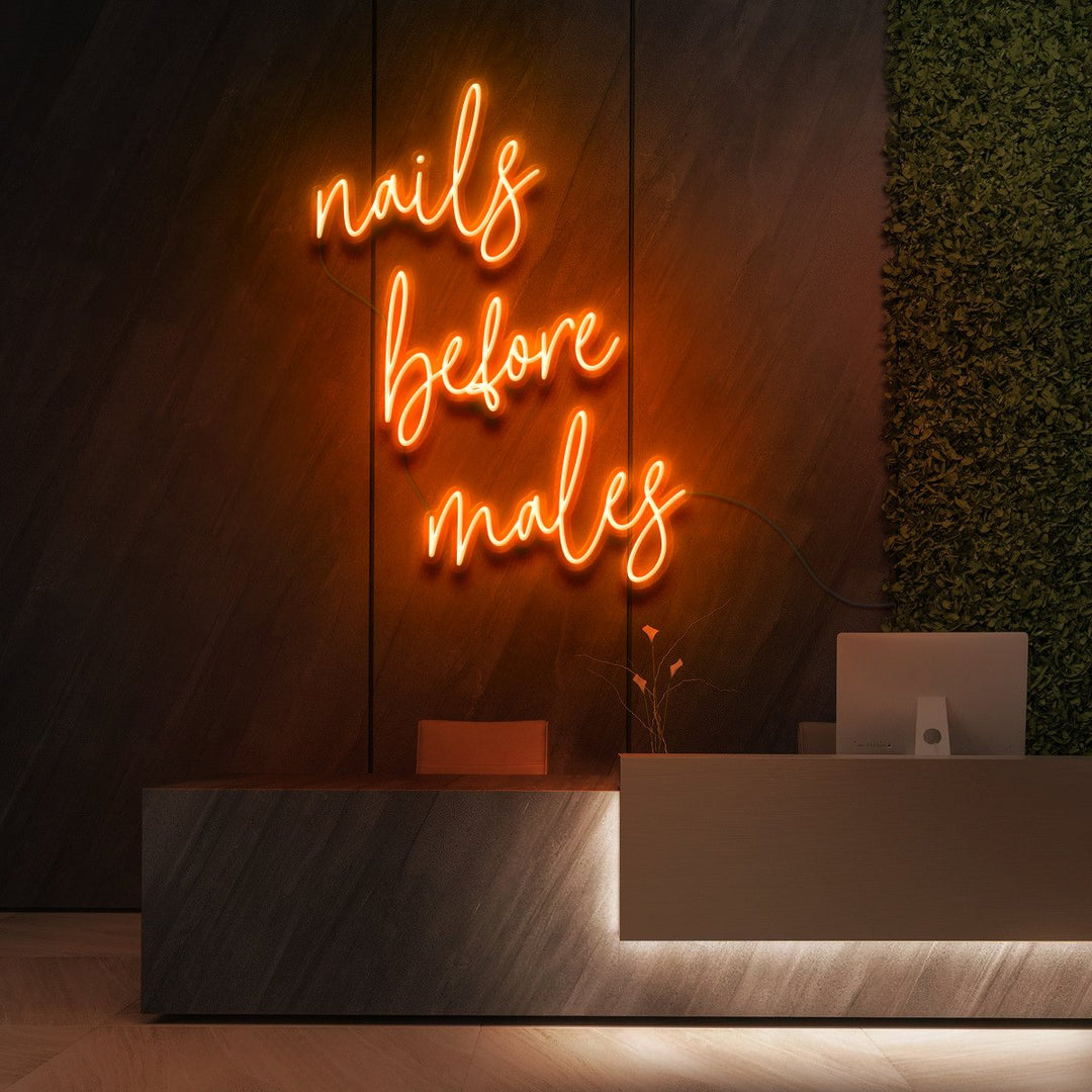 "Nails Before Males" Neon Sign for Beauty & Cosmetic Studios