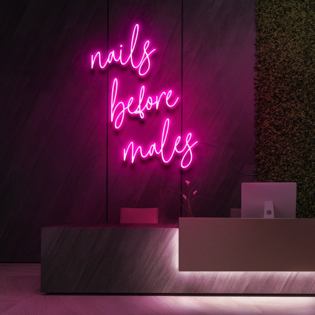 "Nails Before Males" Neon Sign for Beauty & Cosmetic Studios