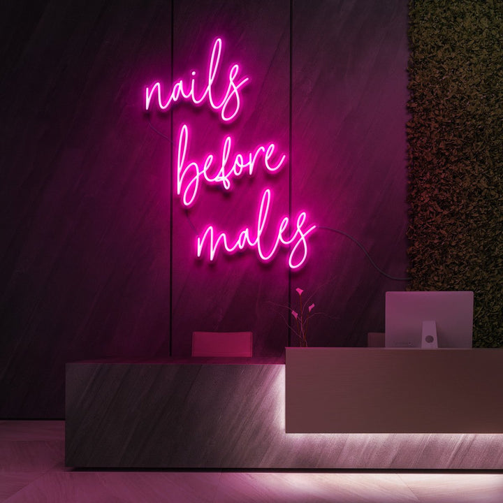 "Nails Before Males" Neon Sign for Beauty & Cosmetic Studios