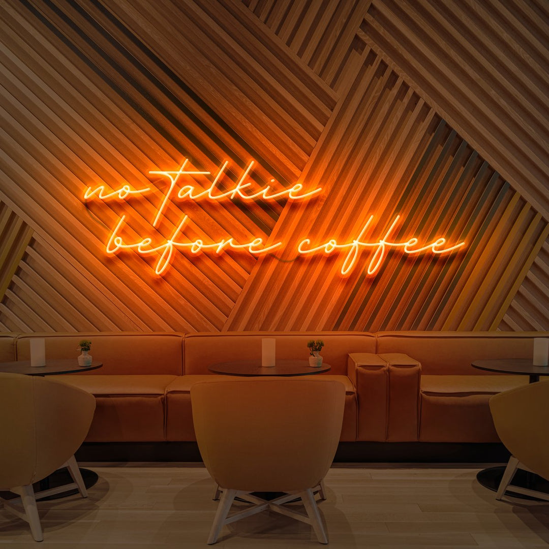 "No Talkie Before Coffee" Neon Sign for Cafés
