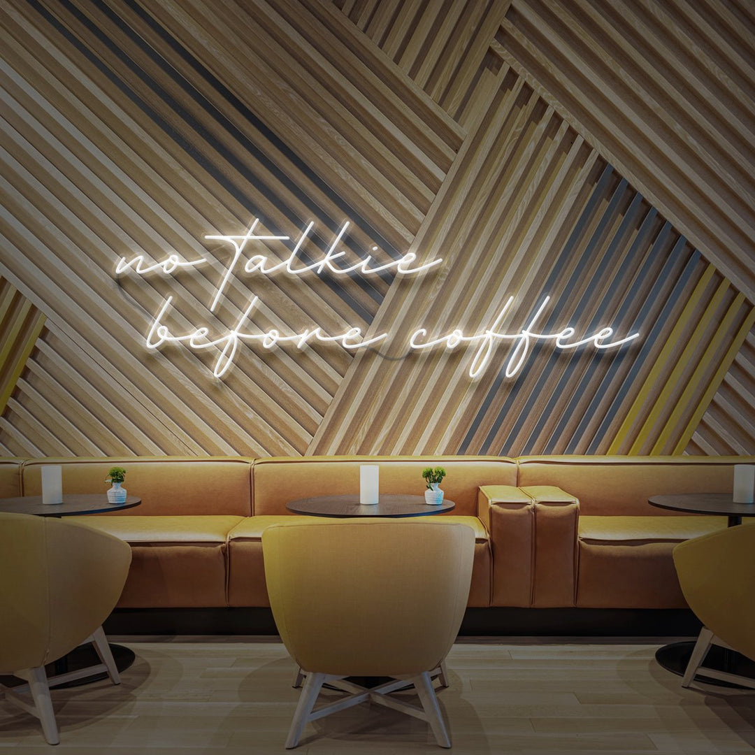 "No Talkie Before Coffee" Neon Sign for Cafés