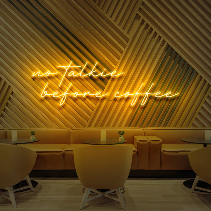 "No Talkie Before Coffee" Neon Sign for Cafés