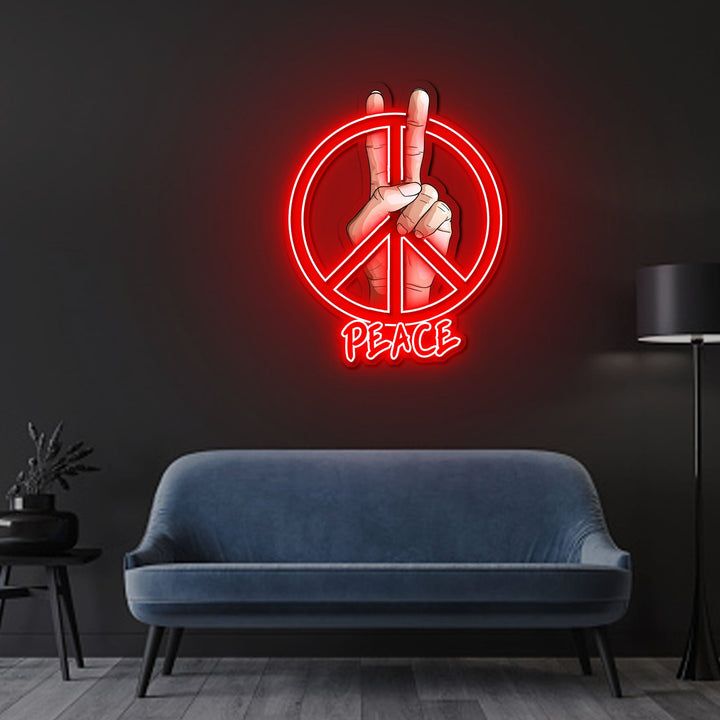 Peace Sign Neon Sign x Acrylic Artwork