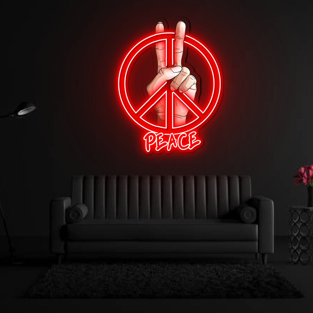 Peace Sign Neon Sign x Acrylic Artwork