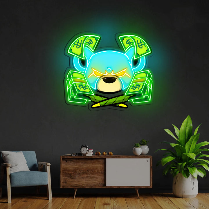 Rat rich cartoon Neon x Acrylic Artwork