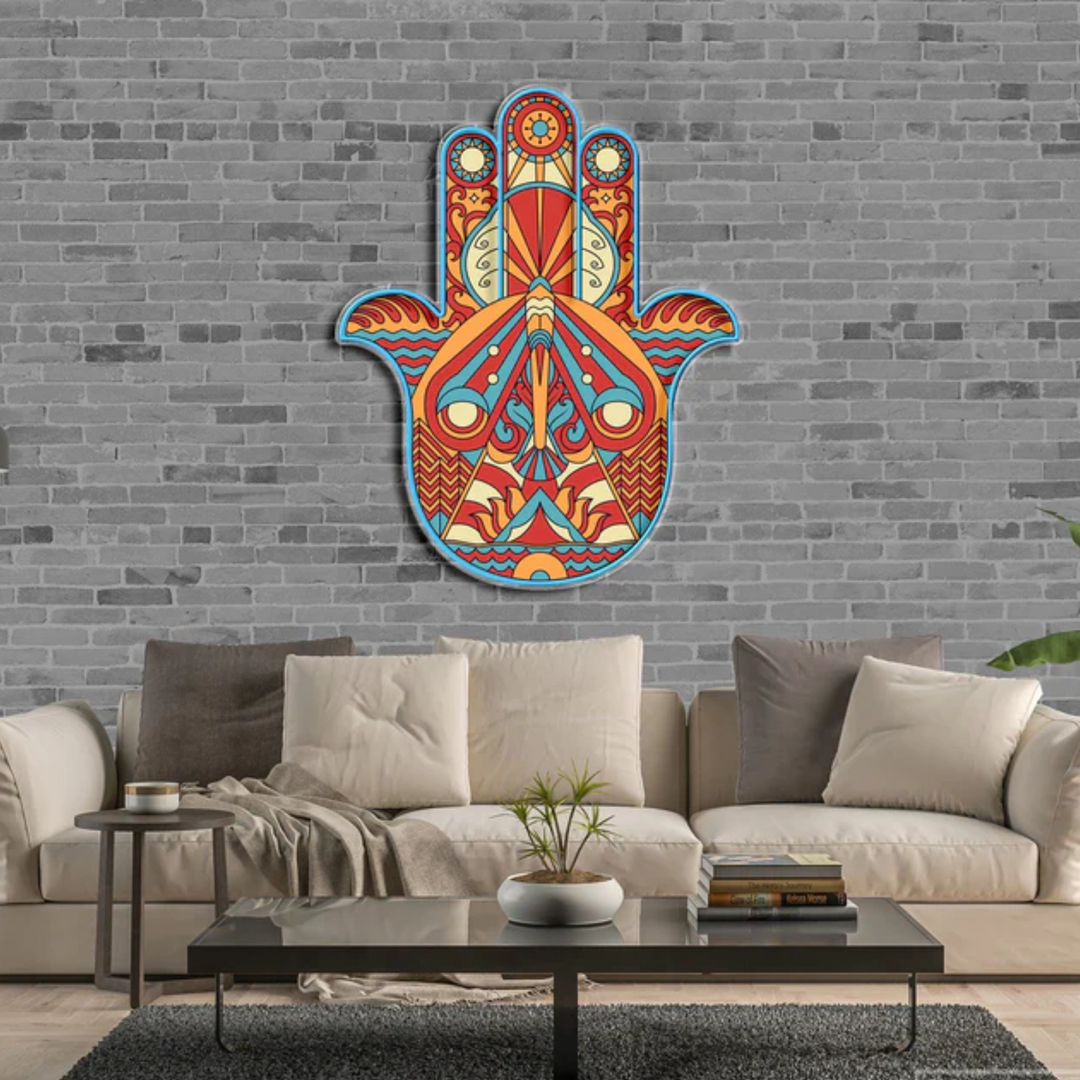 "Hamsa" Neon x Acrylic Artwork