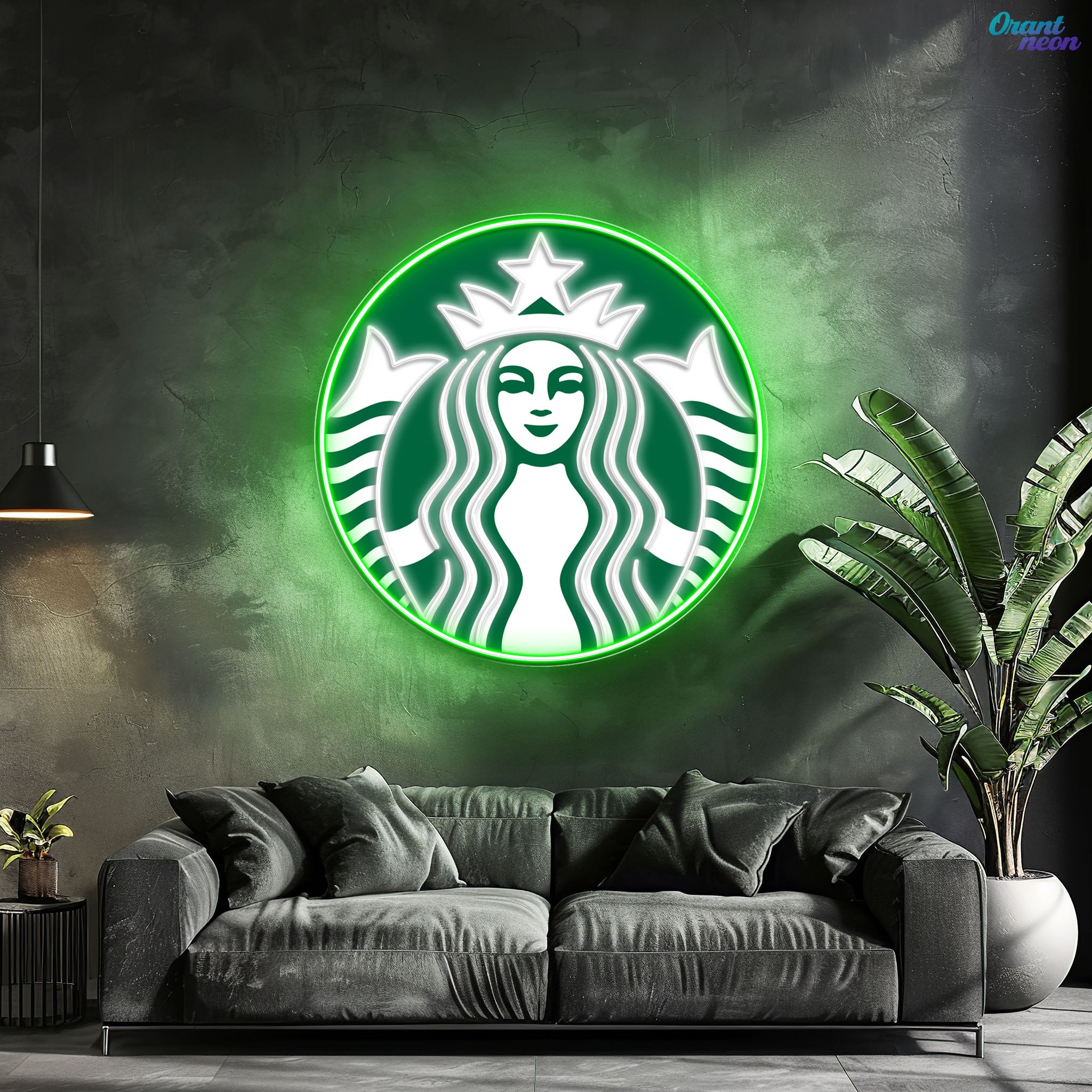Starbucks-Inspired LED Neon Sign – Green Coffee Shop Wall Light for Ki
