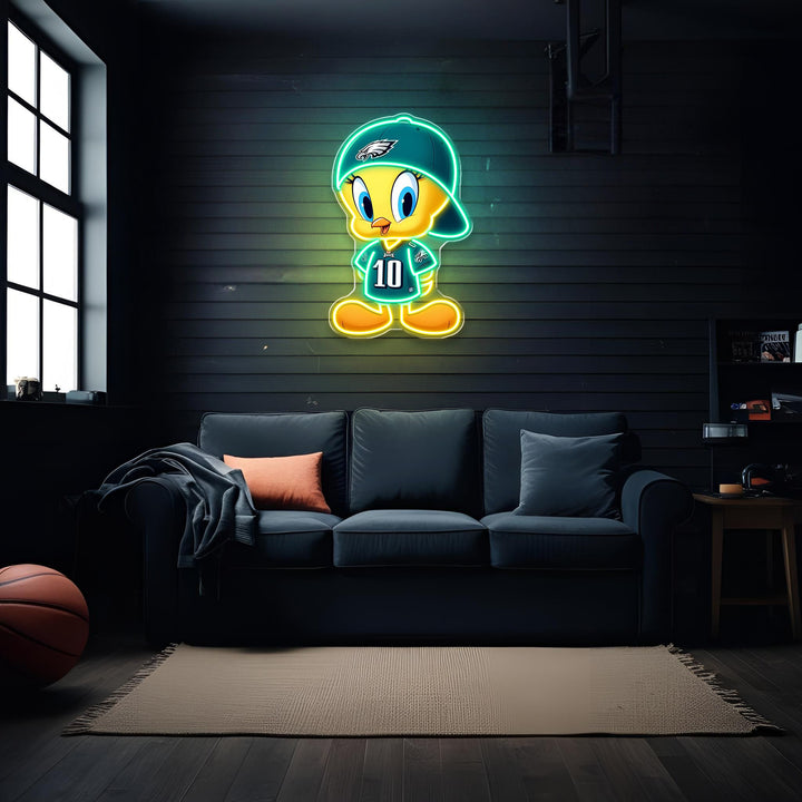 🐥 "Tweety Reps Philly" – Eagles Neon Sign for Football Fans with Style & Humor