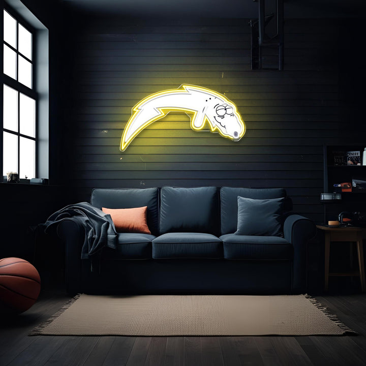 ⚡ “Mildly Charged” – Funny Meme Neon Sign for LA Chargers Fans & Meme Lords