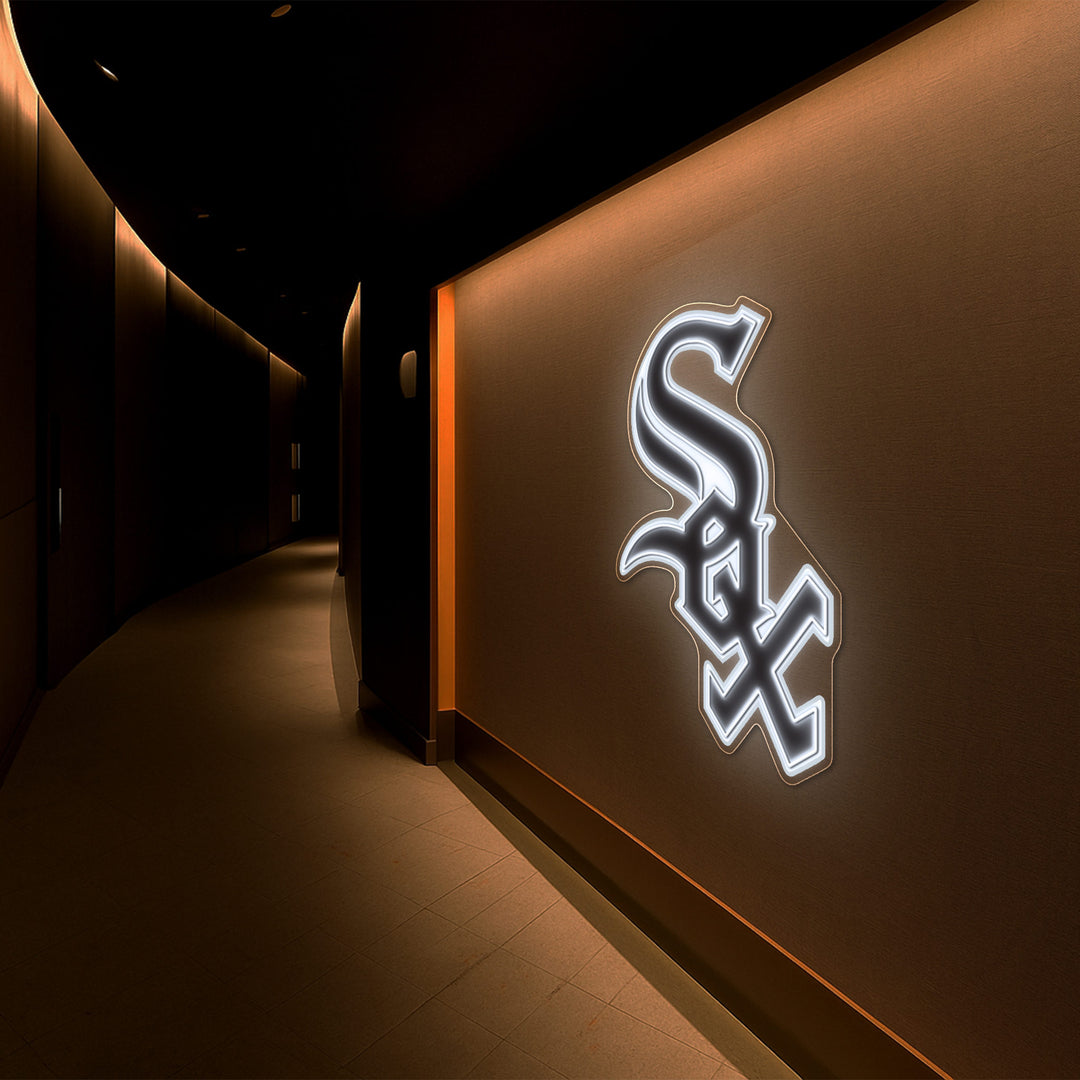 "Sox in the Shadows" – White Sox Neon Sign for Minimalist Fans & Monochrome Caves