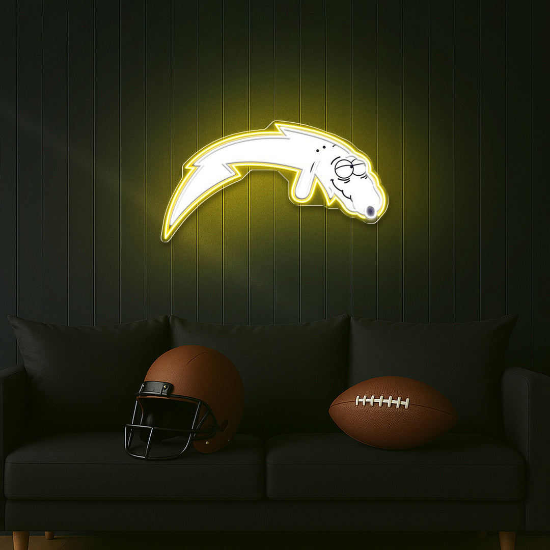 ⚡ “Mildly Charged” – Funny Meme Neon Sign for LA Chargers Fans & Meme Lords