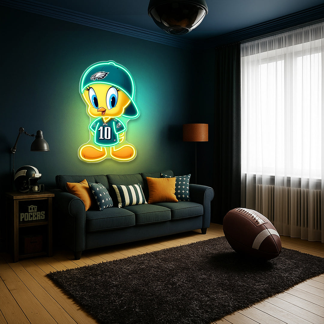 🐥 "Tweety Reps Philly" – Eagles Neon Sign for Football Fans with Style & Humor